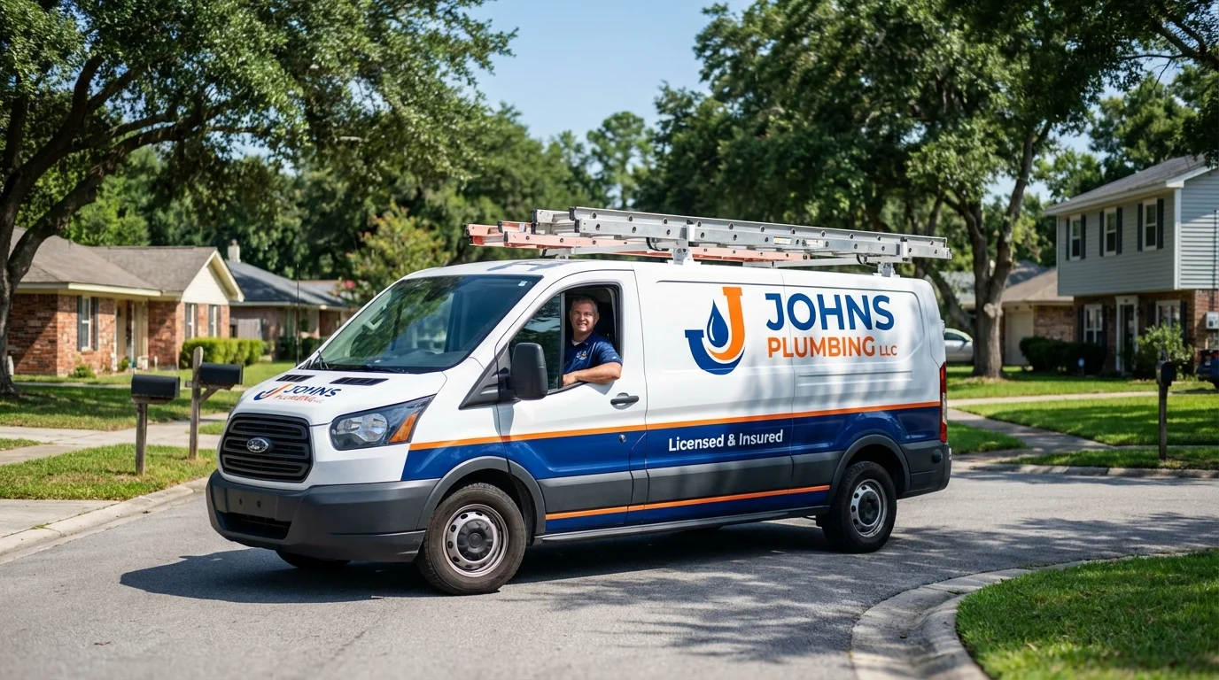Johns Plumbing LLC service van in Kentland, IN