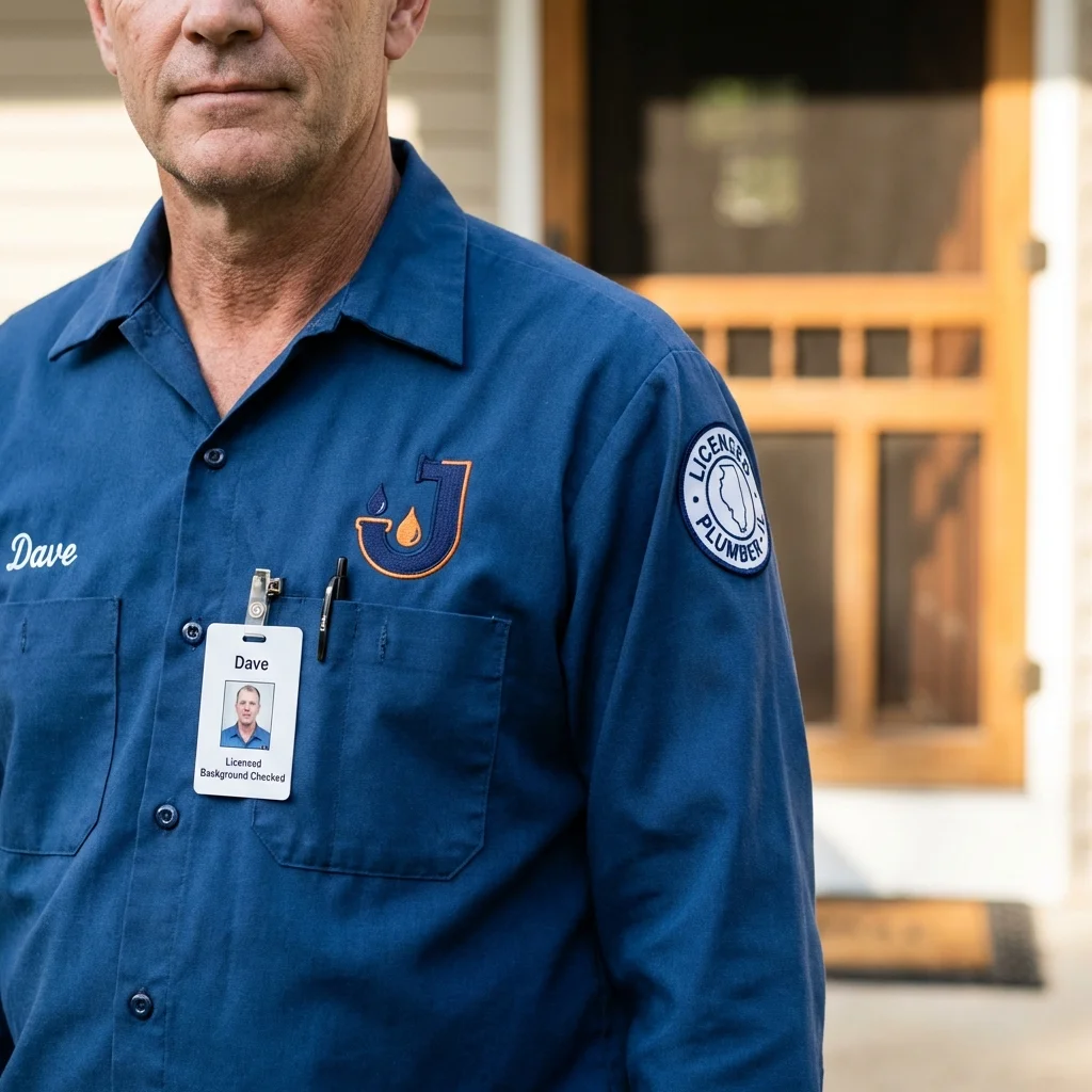 Licensed plumber showing ID badge in Kentland, IN